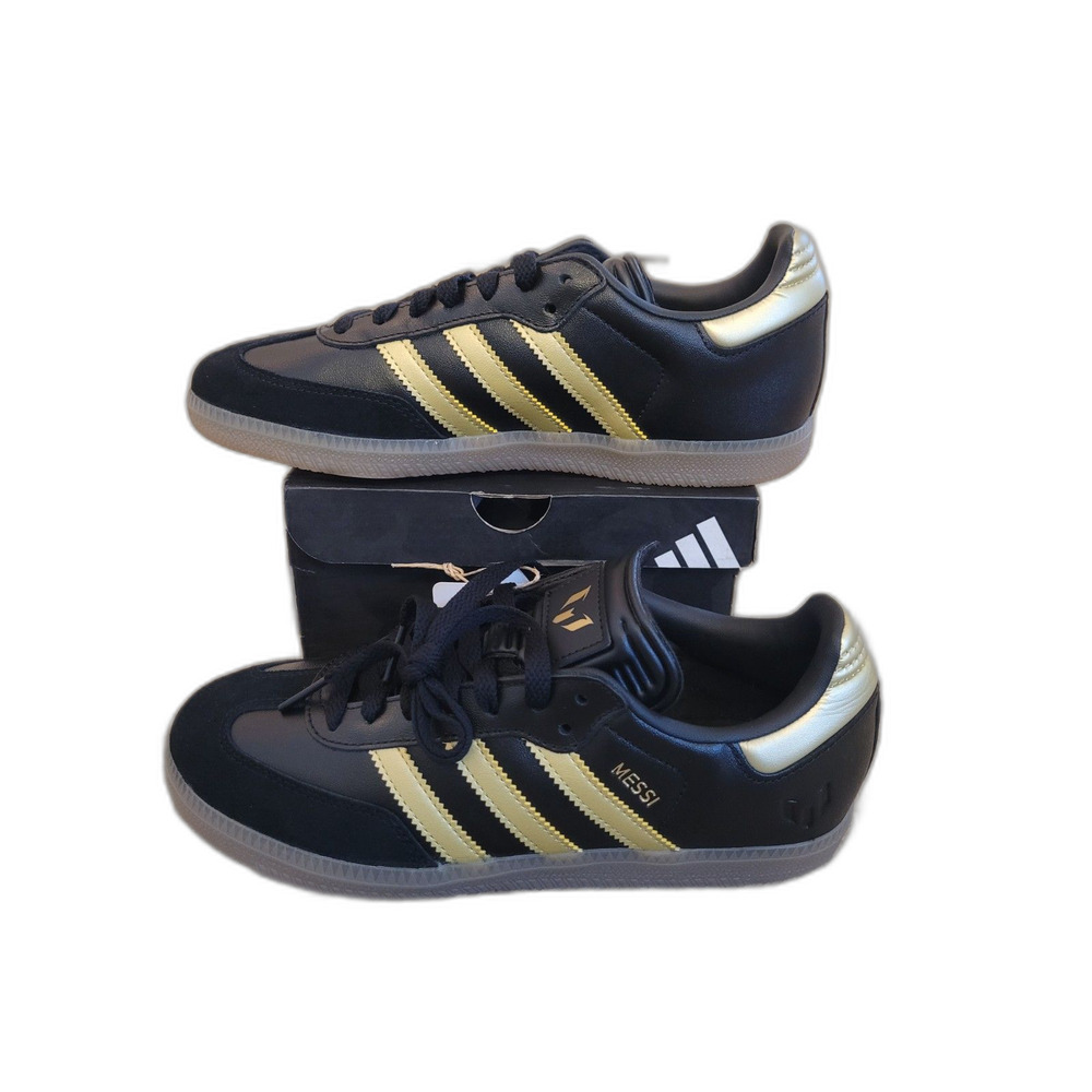 Adidas Samba Messi J Black Gold Gum Youth Size 5.5 JR6349 Soccer Streetwear